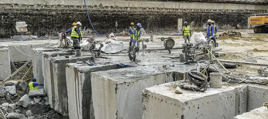 Special Cutting and Demolition of RC Foundation with depth up to 4M in order to add new piles for Merano Tower